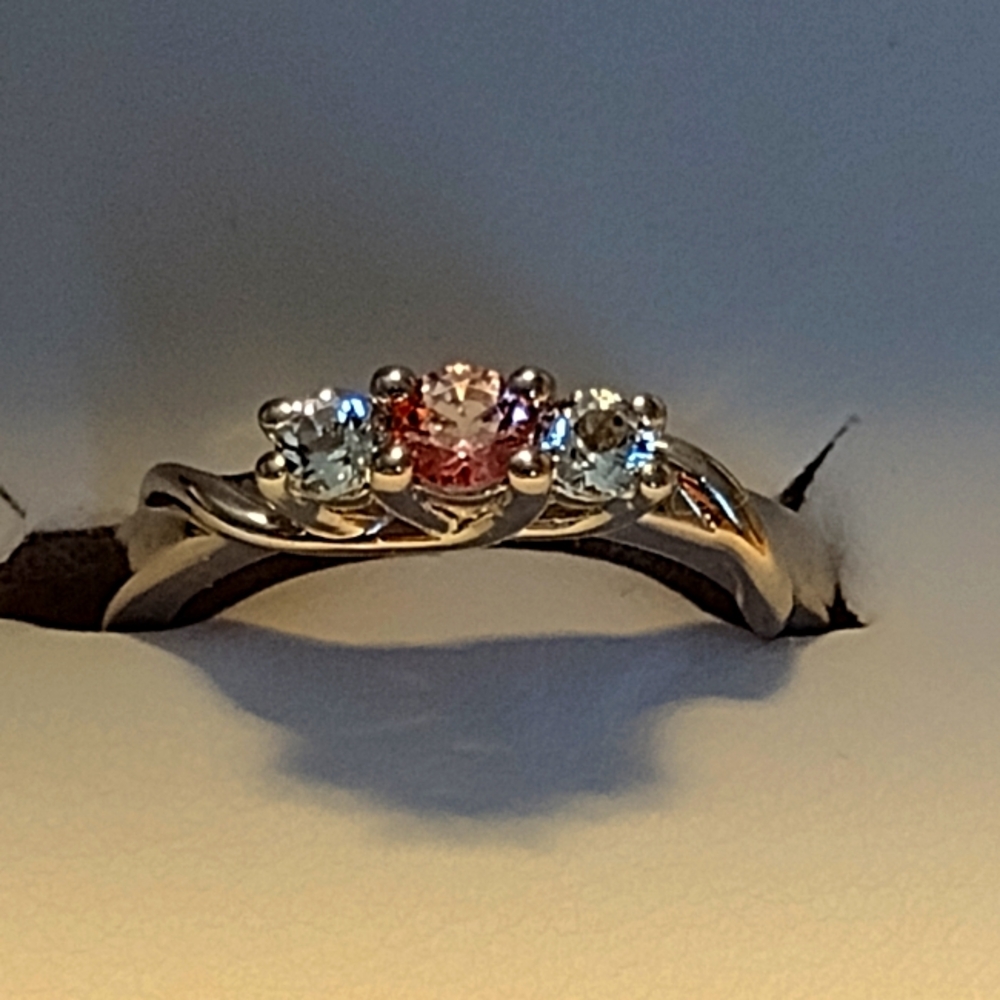 Breat Cancer White&Pink Topaz 925 Silver Joanna Ring Size 6 -Survivor Collection - Picture 5 of 15